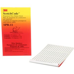 3M ScotchCode Pre-Printed Wire Marker Book SPB-11 black print on a white backgr 3M ScotchCode Pre-Printed Wire Marker Book SPB-11 black print on a white backgr