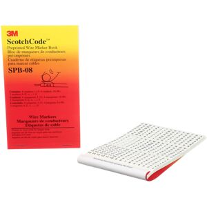 3M ScotchCode Pre-Printed Wire Marker Book SPB-08 black print on a white backgr 3M ScotchCode Pre-Printed Wire Marker Book SPB-08 black print on a white backgr