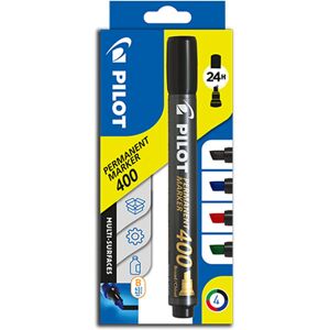 Pilot - SCA-400 Marker flow pack - Chisel Tip - Black - Pack of 4 Pilot - SCA-400 Marker flow pack - Chisel Tip - Black - Pack of 4