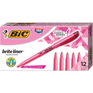 BIC Brite Liner Highlighters Pink Box Of 12 BIC Brite Liner Highlighters Pink Box Of 12