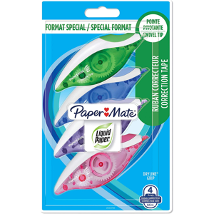 Paper Mate Liquid Paper Dry Line Grip Correction Tape Assorted Colours 4 Pack Paper Mate Liquid Paper Dry Line Grip Correction Tape Assorted Colours 4 Pack