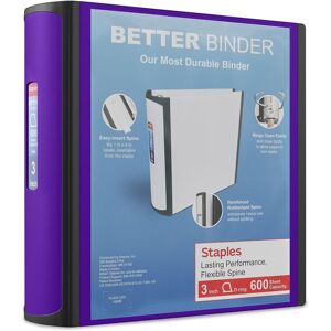 Staples 895621 Better 3-Inch Slant D 3-Ring View Binder Purple (20246) Staples 895621 Better 3-Inch Slant D 3-Ring View Binder Purple (20246)