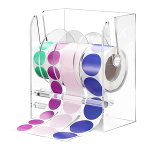 Saudism Adjustable Label Dispenser Acrylic Sticker Roll Holder Clear Holders 4 Disks Saudism Adjustable Label Dispenser Acrylic Sticker Roll Holder Clear Holders 4 Disks