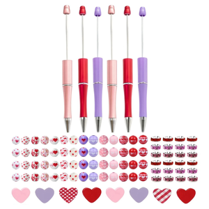 Unbranded 6Pcs Valentine'S Day Beadable Pens Gift DIY Ballpoint Pens Unbranded 6Pcs Valentine'S Day Beadable Pens Gift DIY Ballpoint Pens