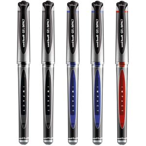 uni-ball Gel Impact Rollerball Pen Ball Point Pens - Broad 1mm Nib - Black, Blue uni-ball Gel Impact Rollerball Pen Ball Point Pens - Broad 1mm Nib - Black, Blue