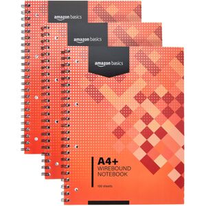 Amazon Basics Wirebound Notebook, 100 Sheets, 200 Pages A4+, 80GSM, Amazon Basics Wirebound Notebook, 100 Sheets, 200 Pages A4+, 80GSM,