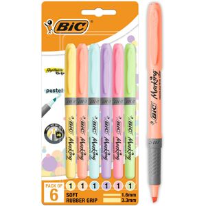 BIC Highlighter Grip Pastel, Highlighter Pens with Adjustable Chisel BIC Highlighter Grip Pastel, Highlighter Pens with Adjustable Chisel
