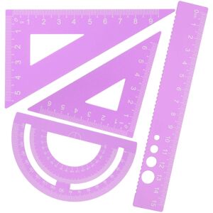 Totority 4 Pcs Metal Ruler = Geometric Design Office Student Scale Protractor Totority 4 Pcs Metal Ruler = Geometric Design Office Student Scale Protractor