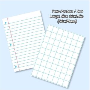 Unbranded (Multicolor, Grid and Lined Posters Set 2pcs) Classroom Large Laminated Dry Eras Unbranded (Multicolor, Grid and Lined Posters Set 2pcs) Classroom Large Laminated Dry Eras