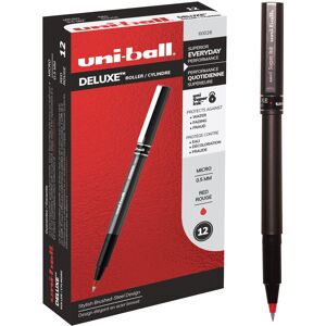 Uni-Ball Uniball Deluxe Red Rollerball Pens - 0.5mm Micro Point Pack of 12 Uni-Ball Uniball Deluxe Red Rollerball Pens - 0.5mm Micro Point Pack of 12