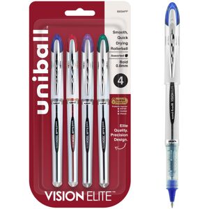 uni-ball uniball Vision Elite Rollerball Pens with 0.8mm Bold Point Assorted 4 C uni-ball uniball Vision Elite Rollerball Pens with 0.8mm Bold Point Assorted 4 C