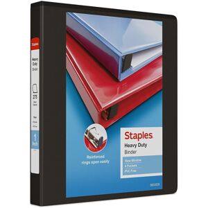 Staples 82701 Heavy Duty 1-Inch 3-Ring View Binder Black (24664) Staples 82701 Heavy Duty 1-Inch 3-Ring View Binder Black (24664)