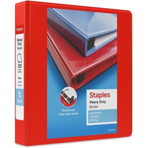 Staples 82682 Heavy Duty 1 1/2-Inch 3-Ring View Binder Red (24681) Staples 82682 Heavy Duty 1 1/2-Inch 3-Ring View Binder Red (24681)