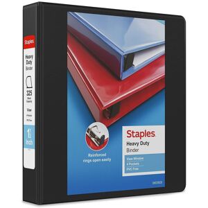 Staples 82688 Heavy-Duty 3-Ring View Binder 1-1/2-Inch Ring Black (24674-US) Staples 82688 Heavy-Duty 3-Ring View Binder 1-1/2-Inch Ring Black (24674-US)