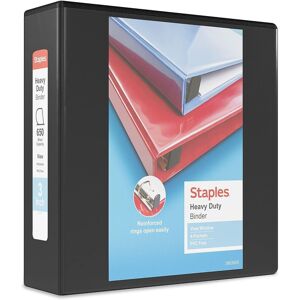 3"""" Staples Heavy-Duty View Binder with D-Rings (Black) 3"""" Staples Heavy-Duty View Binder with D-Rings (Black)