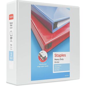 Staples 3 Inch Heavy-Duty View Binder with D-Rings (White) Staples 3 Inch Heavy-Duty View Binder with D-Rings (White)