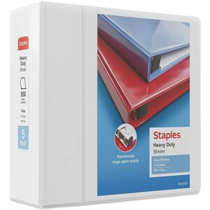 Staples 82660 Heavy Duty 5-Inch 3-Ring View Binder White (24700) Staples 82660 Heavy Duty 5-Inch 3-Ring View Binder White (24700)