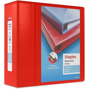 Staples 82658 Heavy Duty 5-Inch 3-Ring View Binder Red (24702) Staples 82658 Heavy Duty 5-Inch 3-Ring View Binder Red (24702)