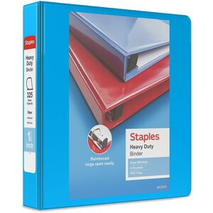 Staples 976034 1-1/2-Inch Staples Heavy-Duty View Binder with D-Rings Light Blue Staples 976034 1-1/2-Inch Staples Heavy-Duty View Binder with D-Rings Light Blue