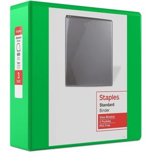 Staples 110080 Standard 3-Inch D-Ring Binder Green (26354) Staples 110080 Standard 3-Inch D-Ring Binder Green (26354)
