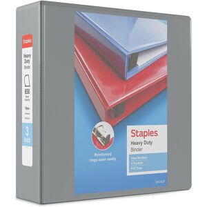 Staples 976043 Heavy-Duty 3-Inch D 3-Ring View Binder Gray (26368) Staples 976043 Heavy-Duty 3-Inch D 3-Ring View Binder Gray (26368)