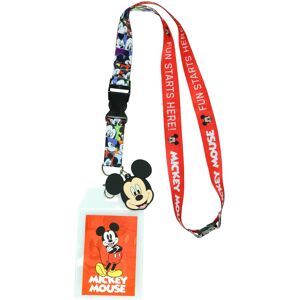Disney Mickey Mouse Fun Starts Here Lanyard with ID Badge Holder and 2"""" Rubbe Disney Mickey Mouse Fun Starts Here Lanyard with ID Badge Holder and 2"""" Rubbe