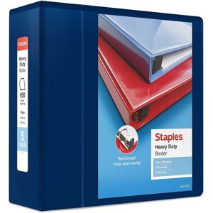 Staples 976050 5-Inch Staples Heavy-Duty View Binder with D-Rings Navy Staples 976050 5-Inch Staples Heavy-Duty View Binder with D-Rings Navy