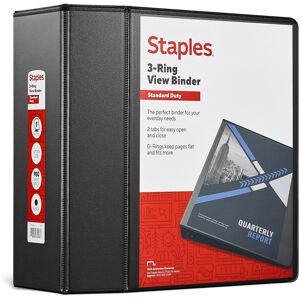 Staples 976180 5-Inch Staples Standard View Binder with D-Rings Black Staples 976180 5-Inch Staples Standard View Binder with D-Rings Black