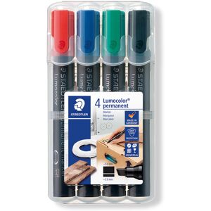 Staedtler Lumocolor Permanent Marker 350 WP4 Chisel Tip - Assorted Colours (Pack Staedtler Lumocolor Permanent Marker 350 WP4 Chisel Tip - Assorted Colours (Pack