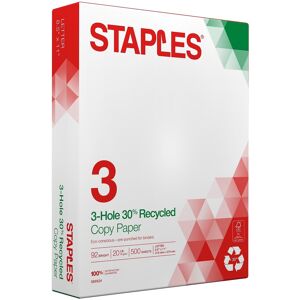 Staples 580524 30% Recycled 8.5-Inch x 11-Inch Copy Paper 20 lbs 92 Brightness 5 Staples 580524 30% Recycled 8.5-Inch x 11-Inch Copy Paper 20 lbs 92 Brightness 5