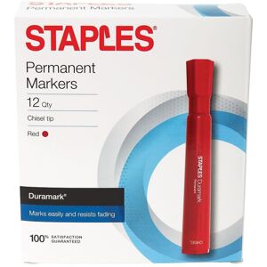 STAPLES DuramarkPermanent Markers Chisel Tip Red Dozen STAPLES DuramarkPermanent Markers Chisel Tip Red Dozen