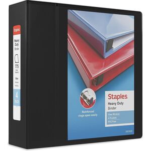 Staples 82664 Heavy Duty 4-Inch 3-Ring View Binder Black (24695) Staples 82664 Heavy Duty 4-Inch 3-Ring View Binder Black (24695)