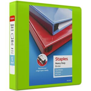 Staples 82686 Heavy-Duty 1.5-Inch 3-Ring View Binder Chartreuse (24676-US) Staples 82686 Heavy-Duty 1.5-Inch 3-Ring View Binder Chartreuse (24676-US)