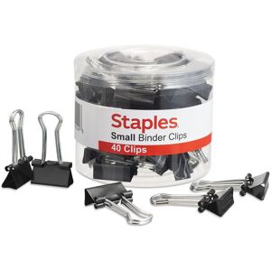 Staples Binder Paper Clips 3/8 Inch Capacity Small 40-Pack Black Staples Binder Paper Clips 3/8 Inch Capacity Small 40-Pack Black