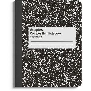Staples Composition Notebook 7.5"""" x 9.75"""" Graph Ruled 80 Sheets Black/Whit Staples Composition Notebook 7.5"""" x 9.75"""" Graph Ruled 80 Sheets Black/Whit