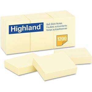 3M Highland 6539YW Self-Stick Notes 1 1/2 x 2 Yellow 100-Sheet 12/Pack 3M Highland 6539YW Self-Stick Notes 1 1/2 x 2 Yellow 100-Sheet 12/Pack