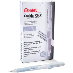 Pentel Quick Click Mechanical Pencil, (0.7mm), Medium, Gray Barrel, Box of 12 Pe Pentel Quick Click Mechanical Pencil, (0.7mm), Medium, Gray Barrel, Box of 12 Pe