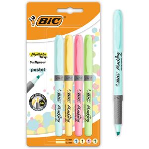 BIC Highlighters Grip Pastel Colours - Highlighter Pens Multipack - Stationery S BIC Highlighters Grip Pastel Colours - Highlighter Pens Multipack - Stationery S