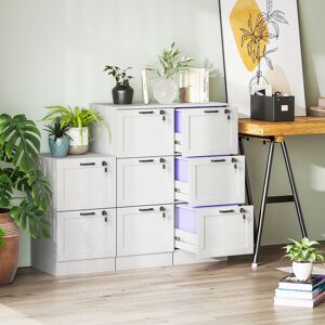 (One Size) HOMCOM File Cabinet, Lockable Filing Cabinet for A4 Letter, White (One Size) HOMCOM File Cabinet, Lockable Filing Cabinet for A4 Letter, White