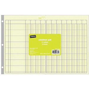 Staples Columnar Book, 12 Columns, 16.31" x 11", Green, 50 Sheets/Book (217885) Staples Columnar Book, 12 Columns, 16.31" x 11", Green, 50 Sheets/Book (217885)