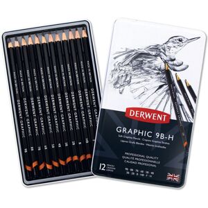 Derwent Set of 12 Graphic Pencils in Soft Degrees 9B-H, Professional Quality Gra Derwent Set of 12 Graphic Pencils in Soft Degrees 9B-H, Professional Quality Gra