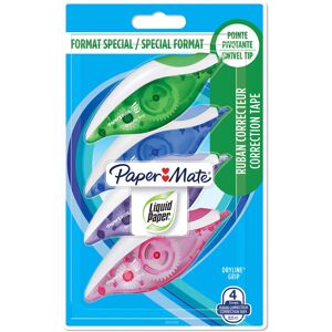Paper Mate Liquid Paper DryLine Grip Correction Tape Assorted Colours 4 Coun Paper Mate Liquid Paper DryLine Grip Correction Tape Assorted Colours 4 Coun