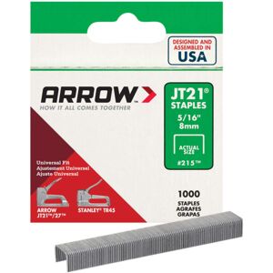 Arrow 215 Staples 8mm 5/16" Pack of 1000 Arrow 215 Staples 8mm 5/16" Pack of 1000