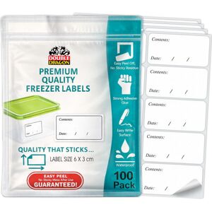 Double Dragon 100-Pack Premium Removable Freezer Stickers–6x3cm Waterproof Lab Double Dragon 100-Pack Premium Removable Freezer Stickers–6x3cm Waterproof Lab
