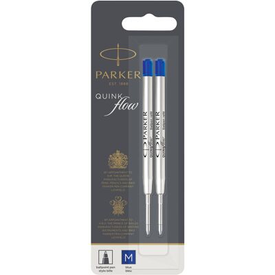 Parker Quinkflow Ball Pen Refill Medium Nib Blue, Pack of 2 Parker Quinkflow Ball Pen Refill Medium Nib Blue, Pack of 2