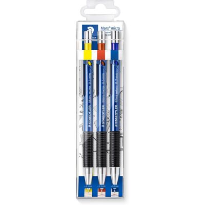 Staedtler Mars Micro 775 SC WP3 Mechanical Pencils - 0.3 mm, 0.5 mm, 0.7 mm (Pac Staedtler Mars Micro 775 SC WP3 Mechanical Pencils - 0.3 mm, 0.5 mm, 0.7 mm (Pac