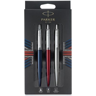 Parker Jotter London Trio Discovery Pack, Red Kensington Gel Pen, Royal Blue Bal Parker Jotter London Trio Discovery Pack, Red Kensington Gel Pen, Royal Blue Bal