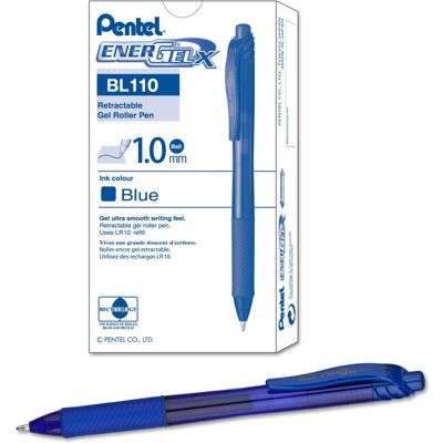 Pentel EnerGel X Retractable Gel Rollerball Pen, 1.00mm Tip, Blue Ink, (1 Pack of 12 Pe Pentel EnerGel X Retractable Gel Rollerball Pen, 1.00mm Tip, Blue Ink, (1 Pack of 12 Pe