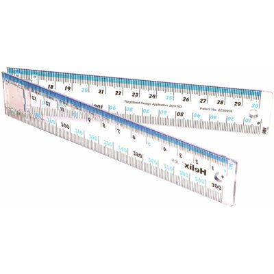 Helix J05100 30cm Folding Ruler - Transparent Plastic, Snap-Fit Hinge, 300mm, cm Helix J05100 30cm Folding Ruler - Transparent Plastic, Snap-Fit Hinge, 300mm, cm