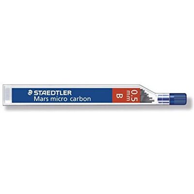 Staedtler Micro Mars Carbon Mechanical Pencil Leads, 0.5 mm, B, 60 mm x 12 (250 Staedtler Micro Mars Carbon Mechanical Pencil Leads, 0.5 mm, B, 60 mm x 12 (250